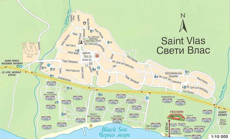 Map of Bulgaria- Location of Triumph Village in St Vlas